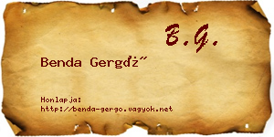 Benda Gergő névjegykártya
